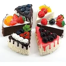 Giftyou 6-Pack Faux Slice Cake - Artificial Desserts Replica for Kitchen and B