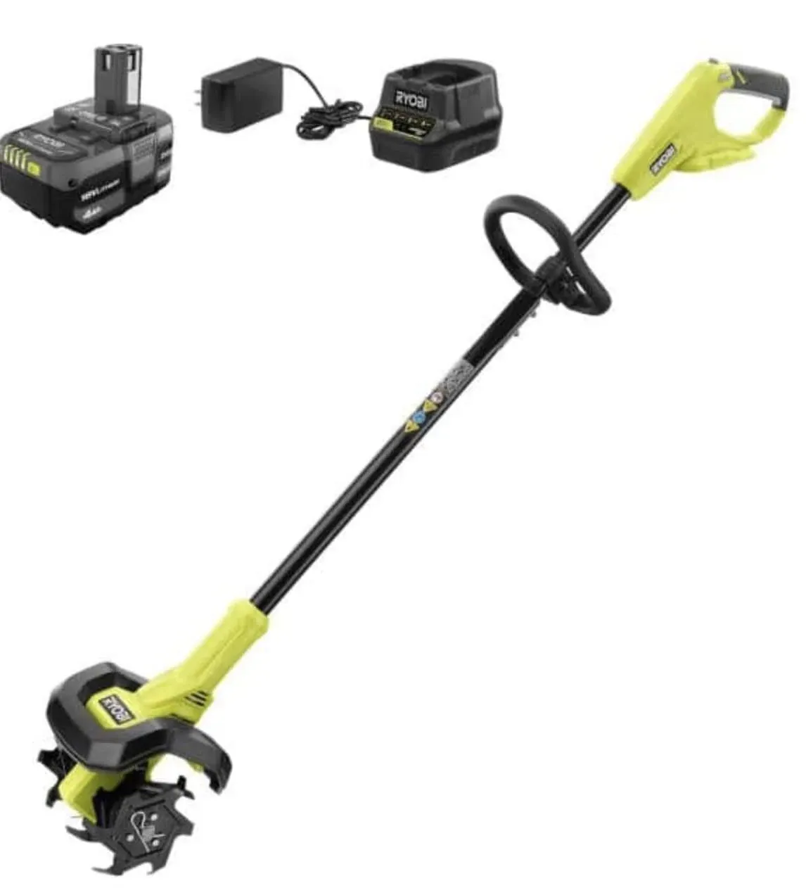 Ryobi One+ 18V 8 in. Cordless Cultivator with 4.0 Ah Battery and Charger