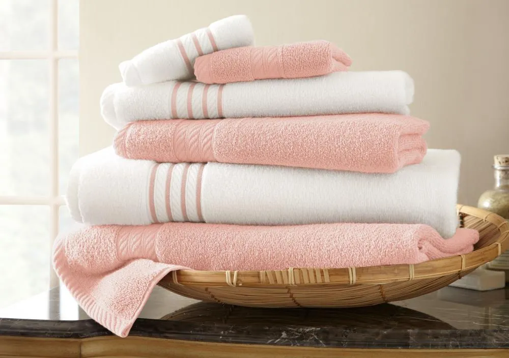 6-Piece Quick Dry Stripe Towel Set Soft Jade