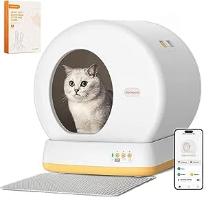 MeoWant Self-Cleaning Cat Litter Box-Yellow, Advanced Safety System Automatic Cat Litter Box Perfect for Multi Cats, Extra Large/Odor Isolation/APP Control Smart Cat Litter Box with Mat & LinerMeoWant Self-Cleaning Cat Litter Box-Yellow, Advanced…