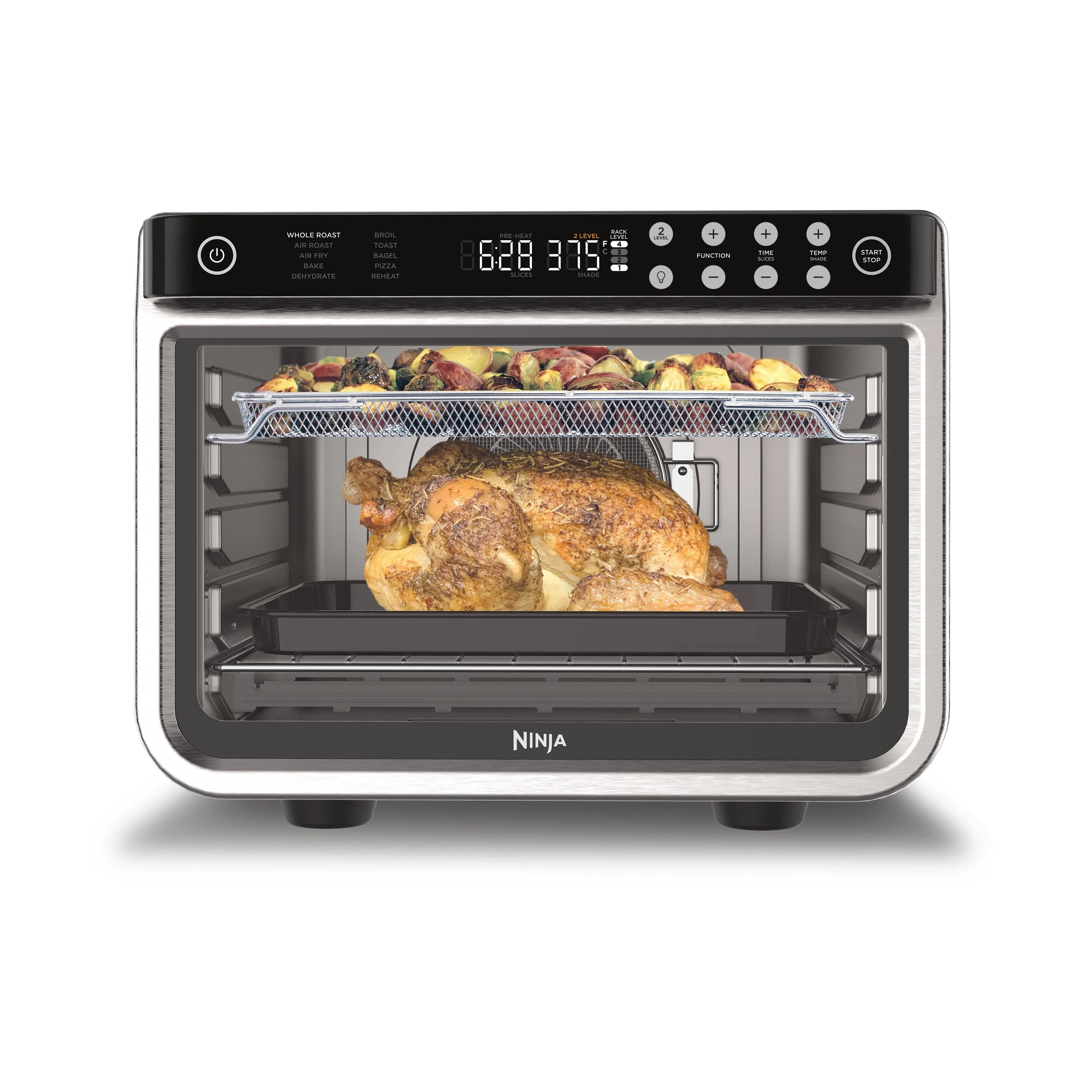 Ninja DT201 Foodi 10-in-1 XL Pro Air Fry Digital Countertop Convection Toaster Oven with Dehydrate and Reheat, 1800 Watts, Stainless Steel Finish