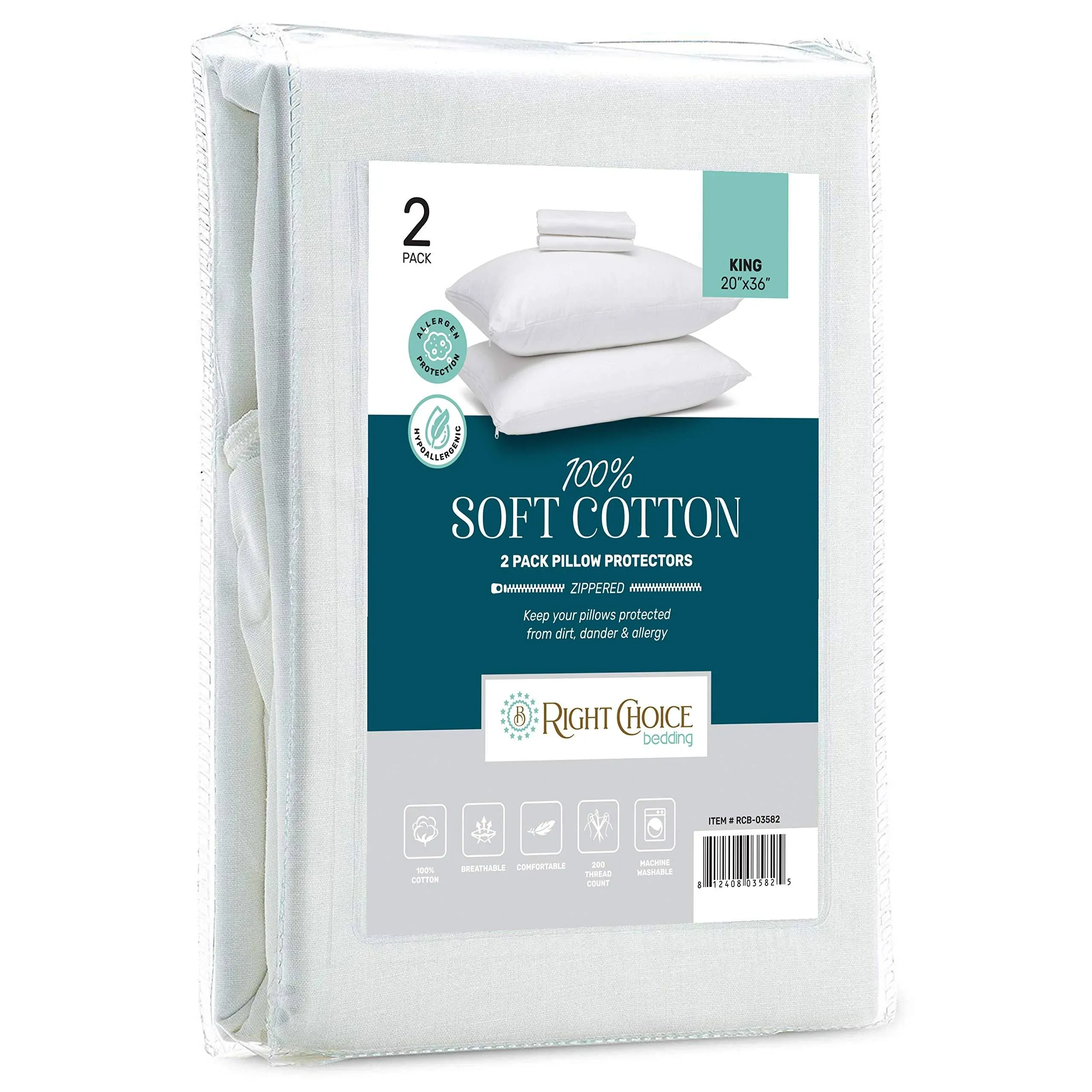 Zippered Pillow Protector 2 Pack White