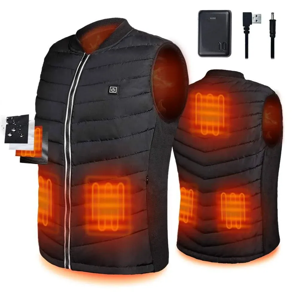 Heated Vest, USB Charging Heating Vest for Men Women Washable Body Warmer with Battery Pack for Outdoor Camping