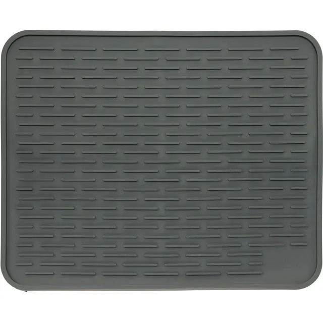 24" x 18" XXL Silicone Dish Drying Mat - Large Dish Drainer Mat and Trivet by LISH (Slate Grey)