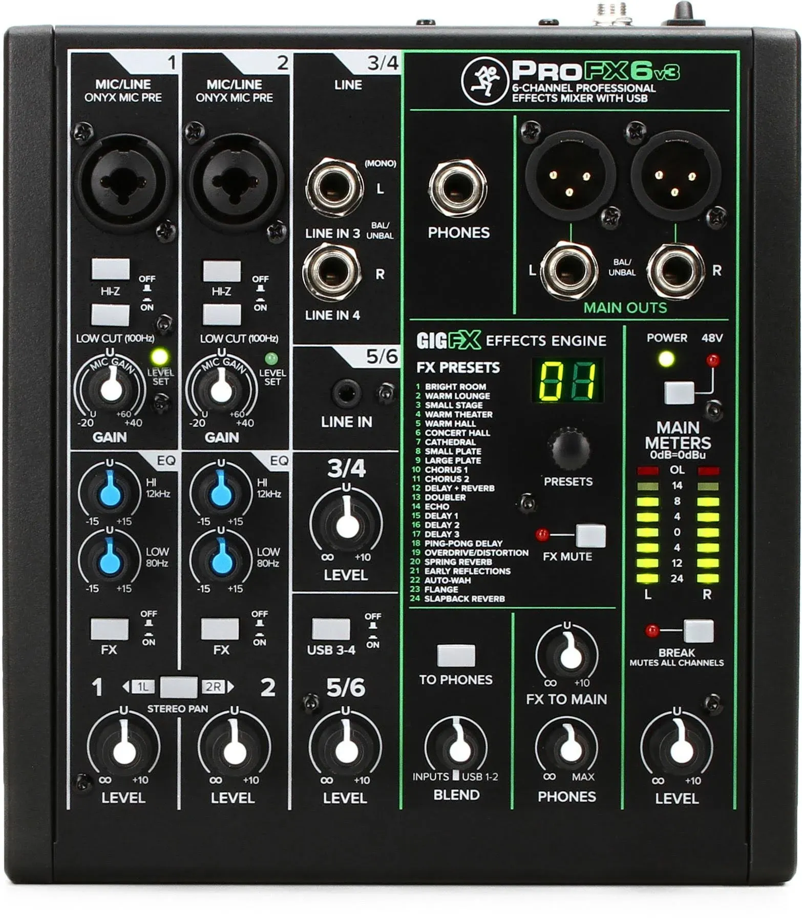 Mackie ProFX6v3 6 Channel Professional Effects Mixer with USB