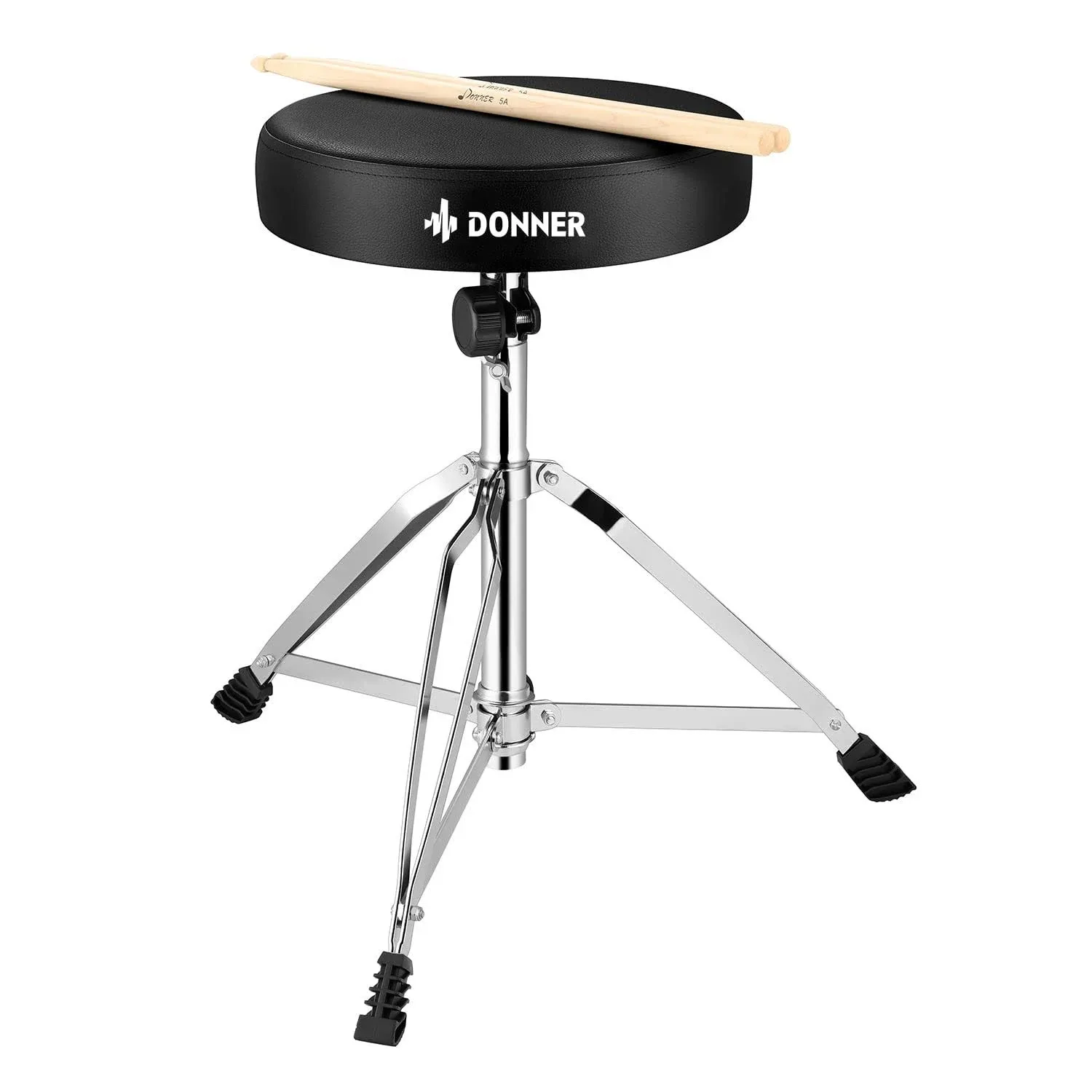 Donner Drum Throne Set, Padded Seat Height Adjustable Drum Stools, 5A Drumsticks ...