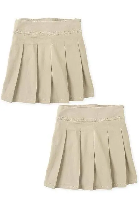 Bienzoe Girls School Uniform Skirt: Kids Adjustable Waist Pleated Dance Skort