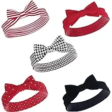 Hudson Baby Infant Girl Cotton Headbands 5pk  Red Houndstooth  0-24 Months