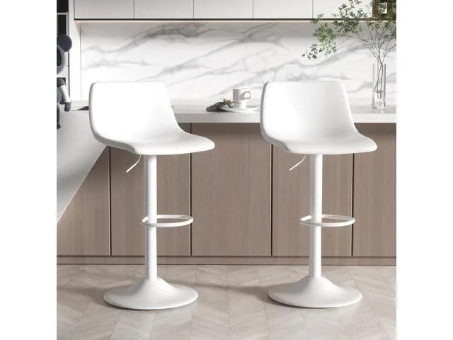 Industrial Bar Stools-Standard Height Chairs-Swivel Pu Seat-Kitchen Island Stool-Height Adjustable 15-21inch(Set of 2)