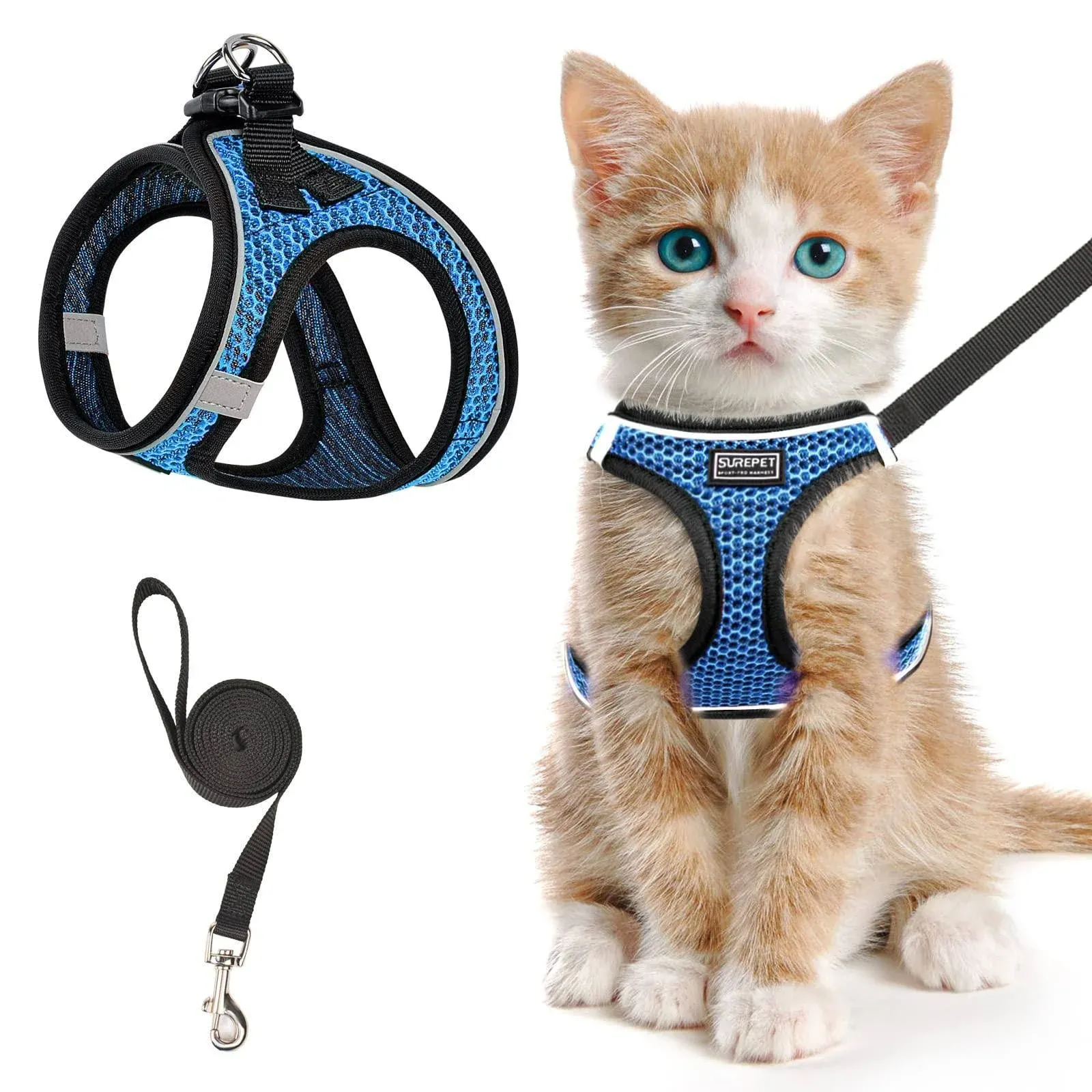 SALFSE Cat Harness and Leash for Walking Escape Proof, Adjustable Kitten Vest ...