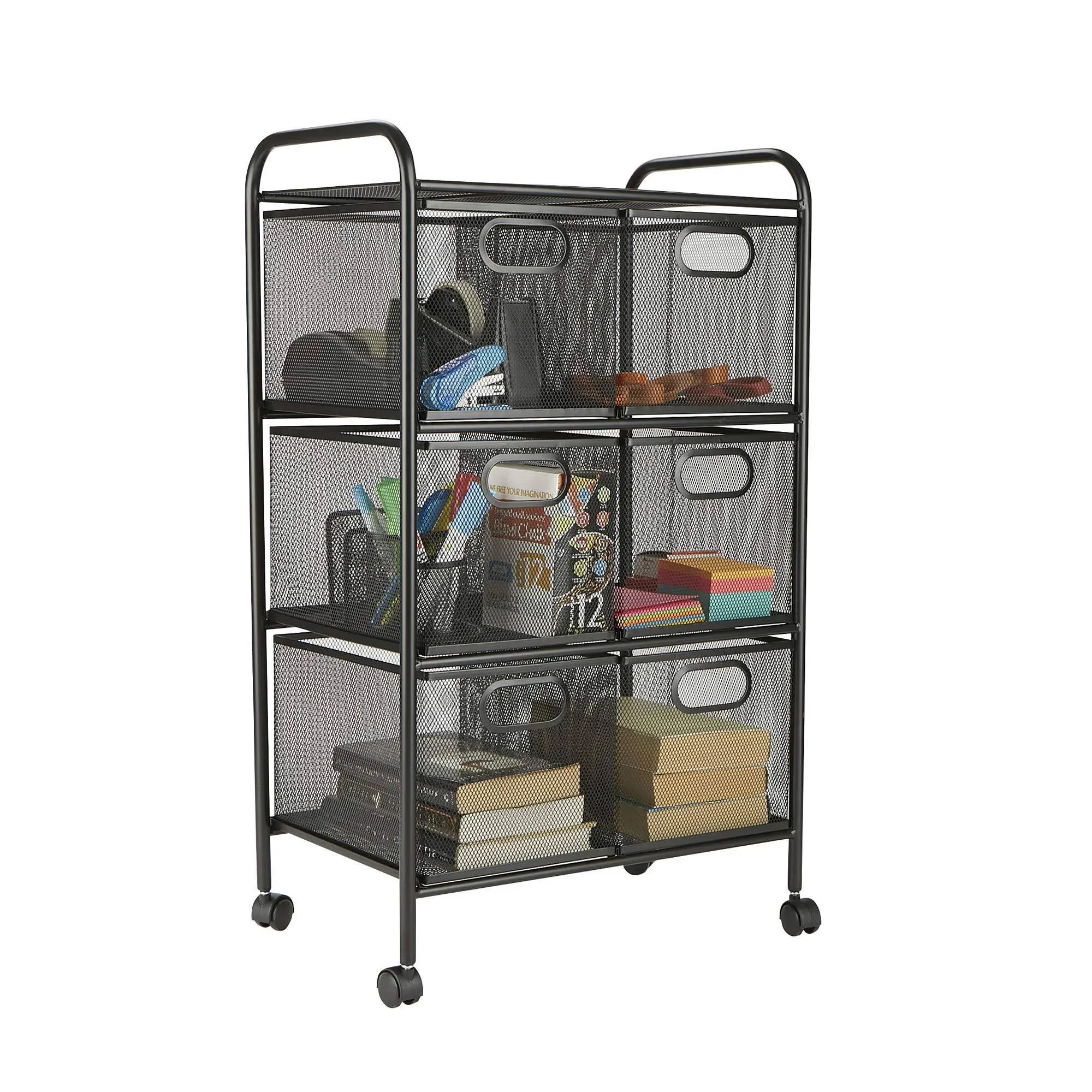 Mind Reader Utility Cart 29.5&#034;X17&#034;X11&#034; 3-Tier+Drawers<wbr/>+Metal+Wheels+<wbr/>Lighweight