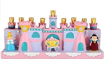 Aviv Judaica Hanukkah The Princess and Castle Menorah Functional Fairy Tale Girls Minorah fits Standard Chanukkah Candles