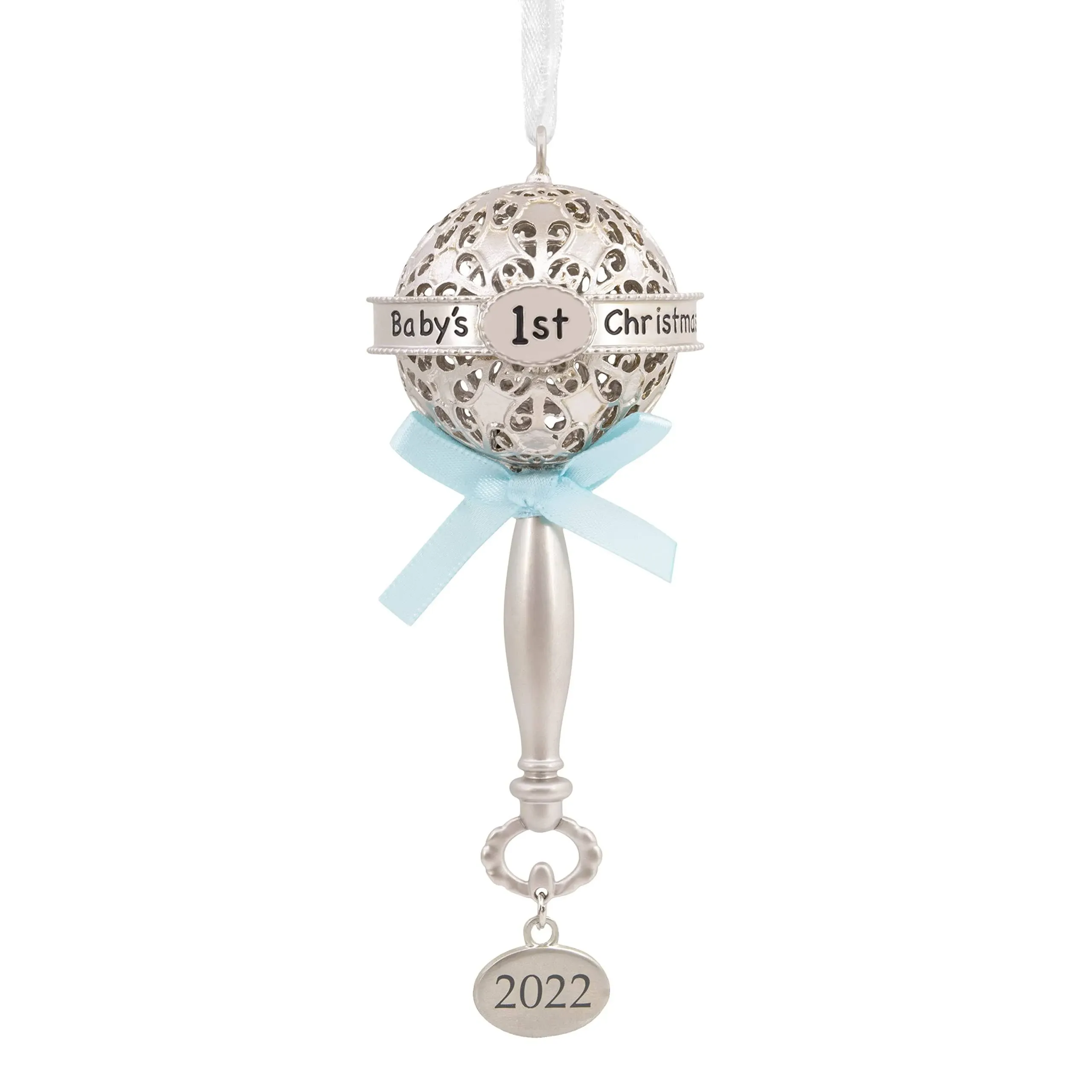 Hallmark Silver Plated Baby&#039;s First Rattle Keepsake In Gift Box Design Packaging