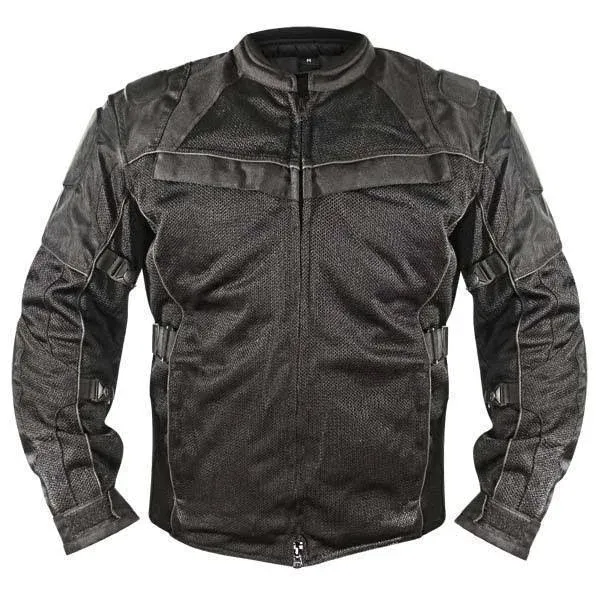 Xelement XS8160 Men's 'Shadow' All Season Black Tri-Tex and Mesh Motorcycle Rider Jacket with X-Armor Protection - Medium