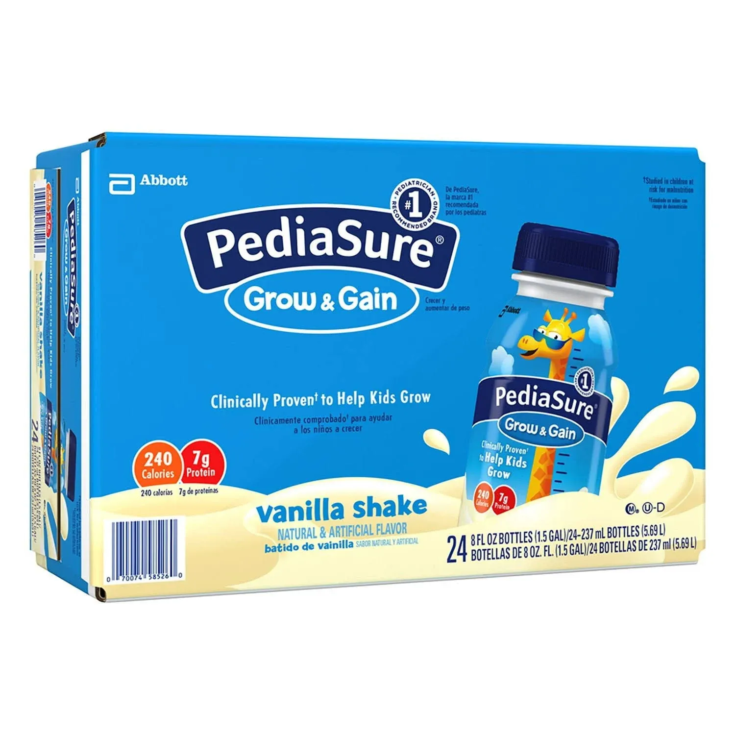 PediaSure Grow &amp; Gain Vanilla Pediatric Oral Supplement, 8-ounce bottle (CS/24)