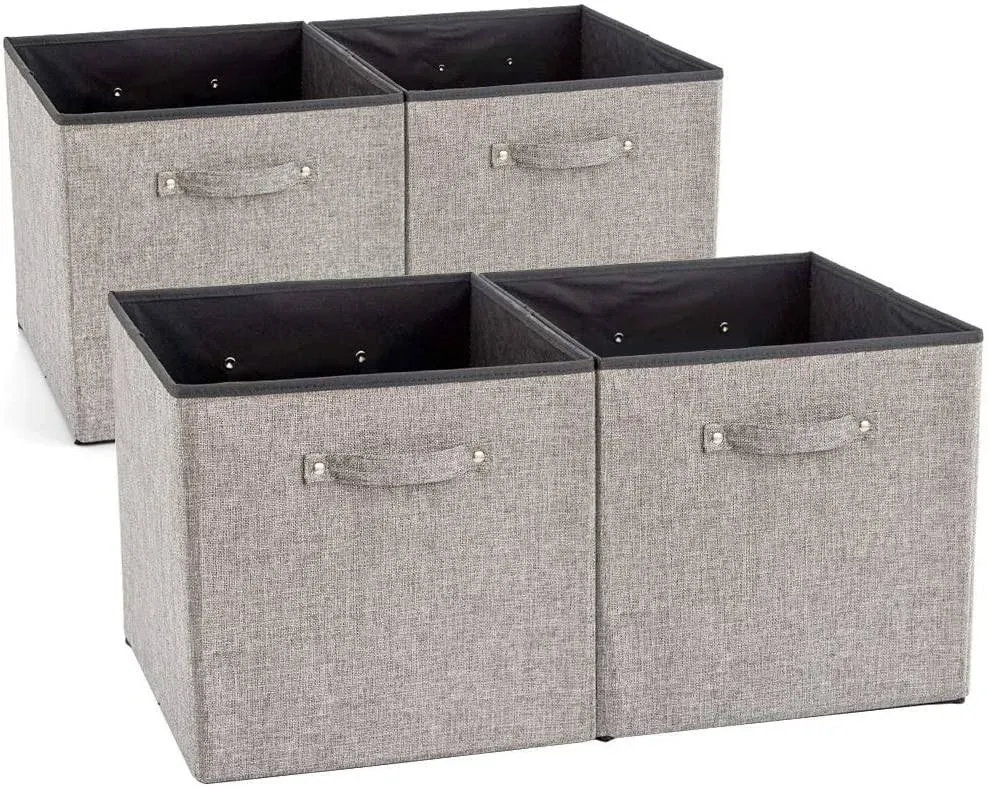 DULLEMELO 13 inch Fabric Storage Cubes 4 Pack Foldable Baskets/Bins for Home Office Organizer Closet, Shelves, Toy, Nursery