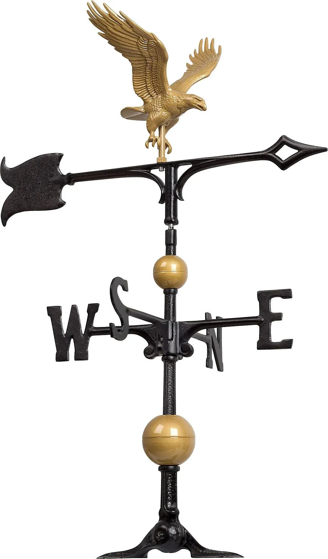 11.5"x9" 30" Full-Bodied Eagle Weathervane, Gold-Bronze