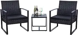 Flamaker 3 Pieces Outdoor Wicker Patio Set