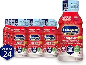 Enfagrow NeuroPro Toddler Nutritional Drink, Natural Milk Flavor, Omega-3 DHA & MGFM for Brain Support, Prebiotics & Vitamins for Immune Health, Non-GMO, Ready to Feed Bottle, 8 Fl Oz (24 Bottles)Enfagrow NeuroPro Toddler Nutritional Drink, Natural Mi…