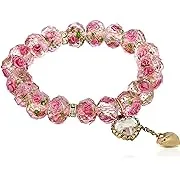 Betsey Johnson Pink Flower Beaded Stretch Bracelet