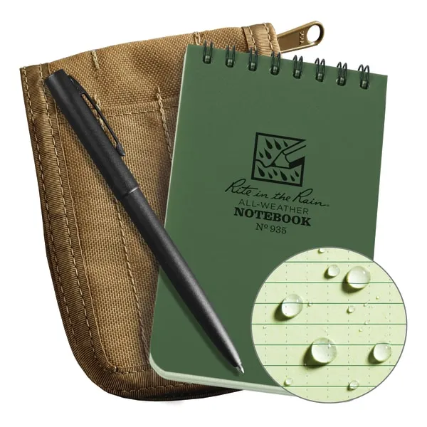 Rite In The Rain&reg; Pocket Top-Spiral Notebook Kit, 3&quot; x 5&quot;, Green