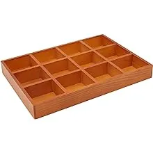 Juvale Wooden Drawer Organizer with 12 Compartments, Divided Tray for Arts and Crafts Supplies, Stationery, Small Items, 12 Grid Sorting Tray, Dark Brown (13.2 x 9.2 x 1.5 Inches)