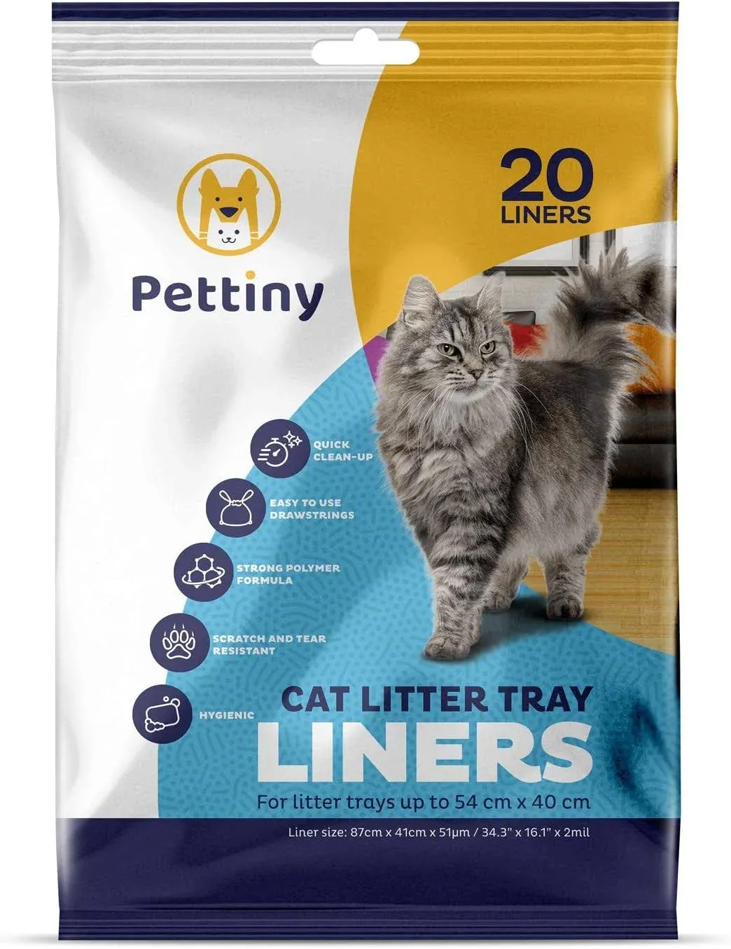 2 of 20 Pettiny Cat Litter tray Liners Drawstrings Bags 54cm x 40cm