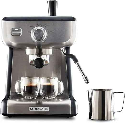 Calphalon - Temp IQ Espresso Machine with Steam Wand - Stainless Steel