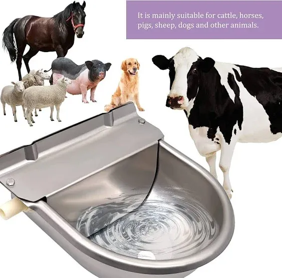 Automatic Dog Water Dispenser Livestock Waterer Bowl with Float Valve Upgraded