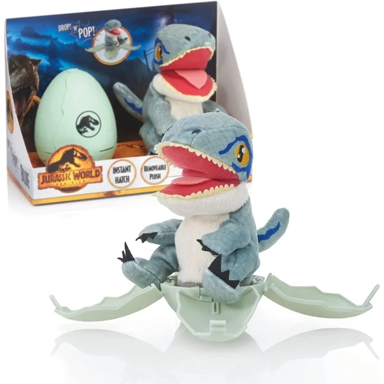 Jurassic World Drop 'N Blue Velociraptor Dinosaur Egg Pop-Up Plush 7N97Zp1 For Gift