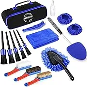 HORDALOR 17Pcs Car Interior Detailing Kit with Windshield Cleaning Tool, Detailing Brush Set, Leather & Textile Car Interior Brush,Car Duster, Car Interior Cleaning Kit,Complete Car Interior Care Kit