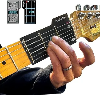 Learn Guitar in Minutes Card Chords (Strat Edition) GUITAR CHORDS allow you to PLAY the ELECTRIC Guitar while the CARD is on the FRETBOARD Made in USA