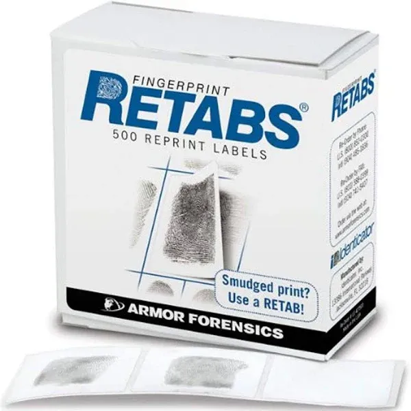 Identicator Fingerprint Systems Retabs Correction Labels for Finterprint Cards, Pack of 500