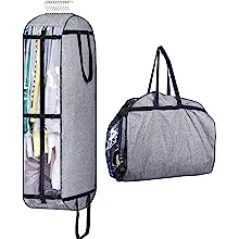 MISSLO Hanging Garment Bag for Travel Closet Storage 50" Moving Bag Clothes Carrier for Suit, Dress, Jacket, Shirt, Coat, Clothing Cover, Gray