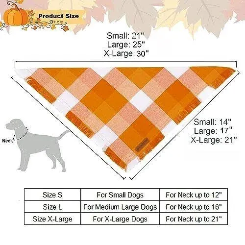 Dog Bandanas, Halloween Thanksgiving Dog Bandana, Orange Plaid Dog