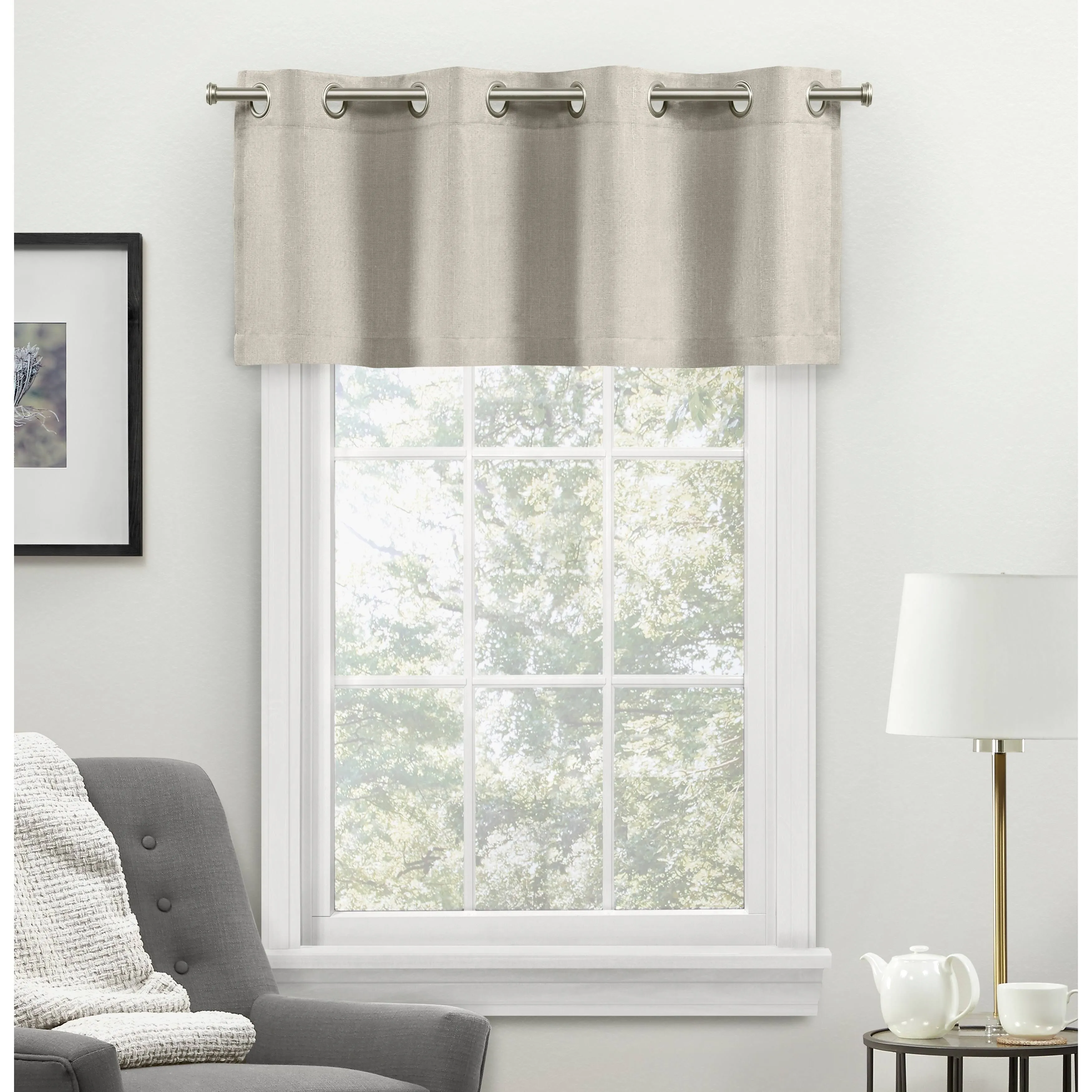 EXCLUSIVE HOME Loha Sunbath Yellow Solid Light Filtering Grommet Top Straight Valance, 54 in. W x 18 in. L