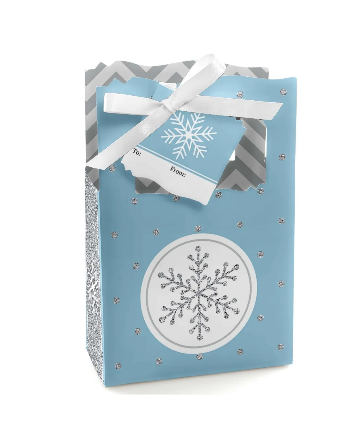 Winter Wonderland - Snowflake Holiday Party and Winter Wedding Favor Boxes - Set of 12