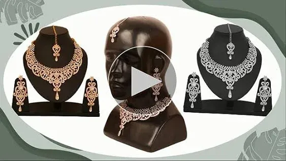 Touchstone Indian jewelry set for women bollywood gold jewellery wedding outfits necklace sets earrings bridal maang tikka fancy costume girls big desi accessories rhinestone in gold or silver tone