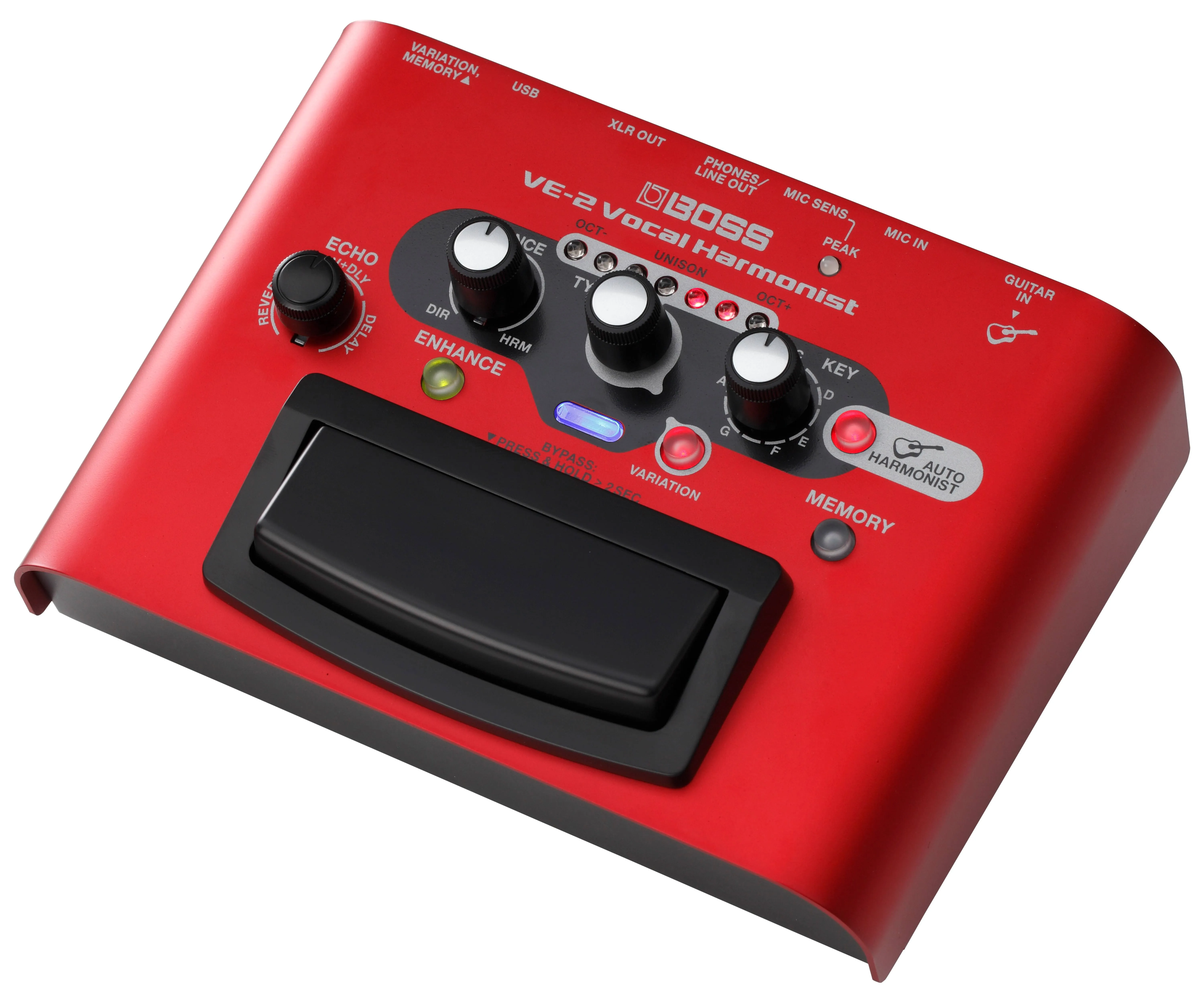 BOSS VE-2 Vocal Echo Pedal for Singing Guitarists | Real-Time Vocal Harmonies and Effects | Create Harmonies with Manual Key Selection | Connect Guitar for Auto Harmony Function | 24 Harmony Types