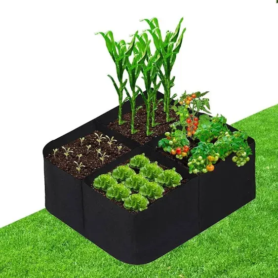 CJGQ Fabric Raised Garden Beds Outdoor, 2X2 Ft 4 Grids Plant Grow Bags, Breathable Vegetables Planter Raised Bed for Growing Potatoes Flowers, Square Plant Growing Container Bags for Outdoor IndoorCJGQ Fabric Raised Garden Beds Outdoor, 2X2 Ft 4 Grid…