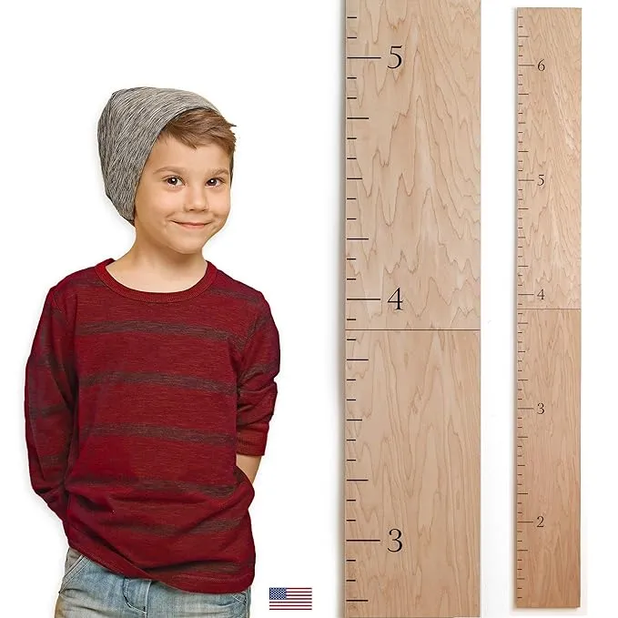 Headwaters Studio Wooden Ruler Growth Chart for Kids + Free Height Measurement ...