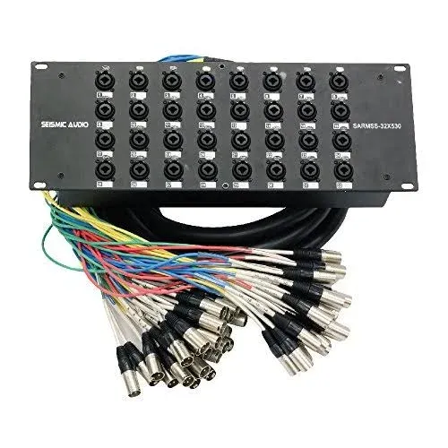 Seismic Audio Rack Mount 32 Channel TRS Combo Splitter Snake Cable-5' and 30' XLR Trunks (SARMSS-32x530)