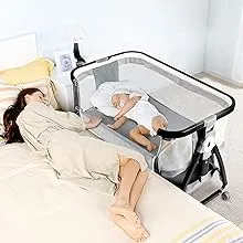 Fagoca Baby Bassinet Bedside Sleeper, Bedside Crib Easy Folding Portable Crib Bassinets for Baby/Infants