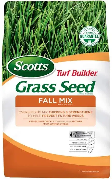 Scotts Turf Builder Grass Seed Fall Overseeding Mix, Thickens & Strengthen to Help Prevent Future Weeds, 3 lbs.