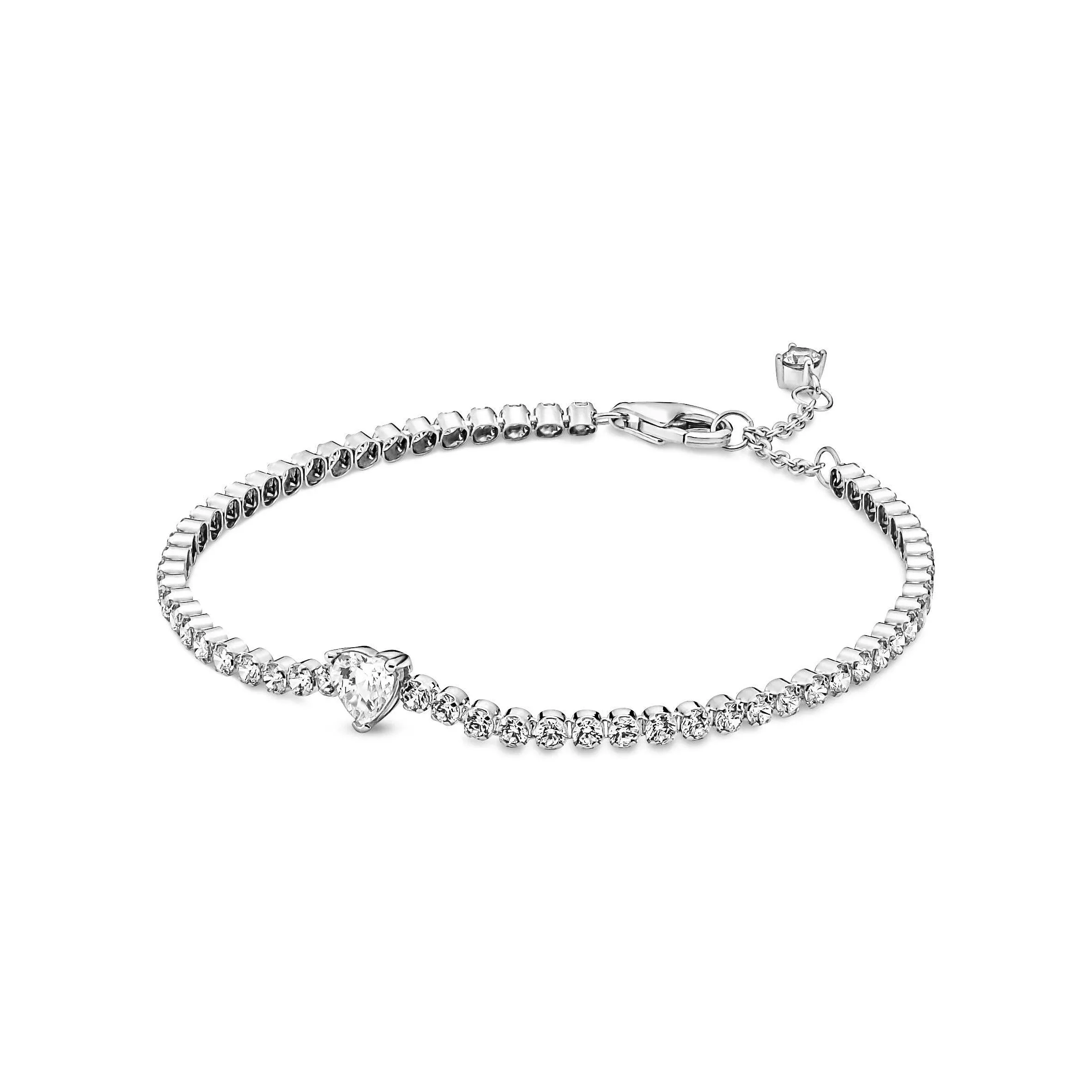 Tennisarmband hart in sterling zilver met Zirkonia