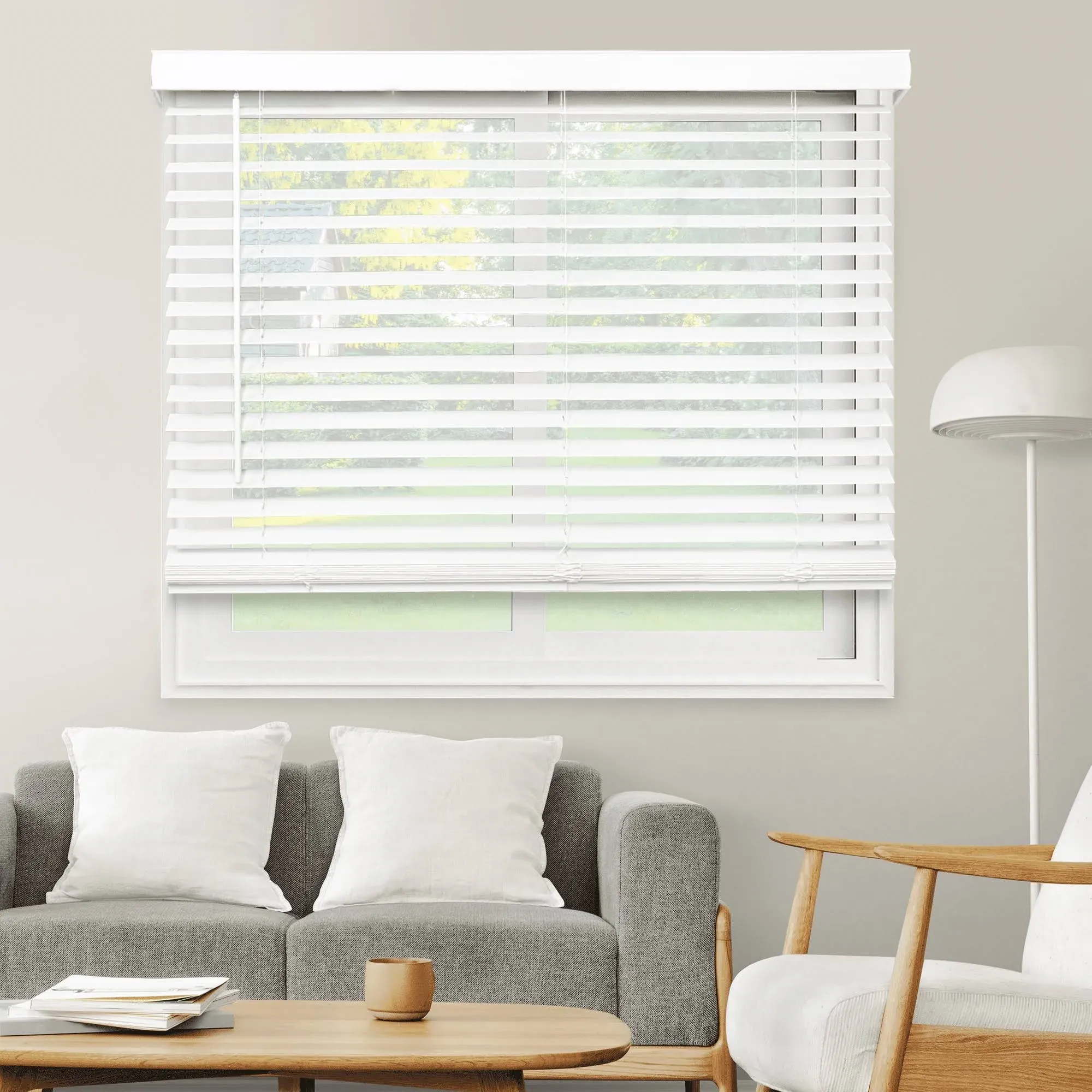 CHICOLOGY Faux Wood Blinds , Window Blinds , Wood Blinds , Window Shades , Window Treatments , Blinds & Shades , Window Shades For Home , Wooden Blinds , Basic White , 16"W X 60"H