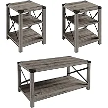 AMERLIFE 3 Pieces Farmhouse Table Set - Includes Coffee Table & Two End Table for ...