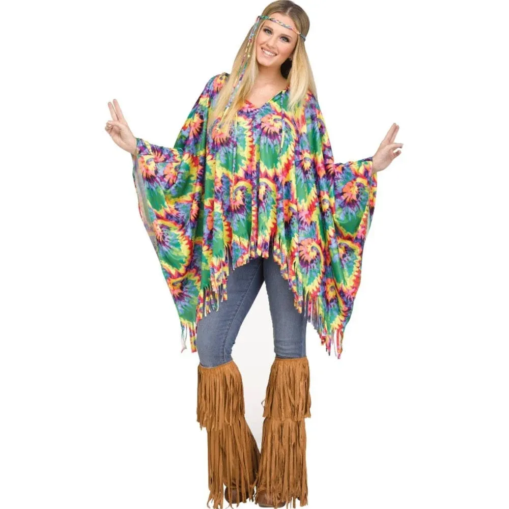 Fun World Women's Tie Dye Hippie Poncho