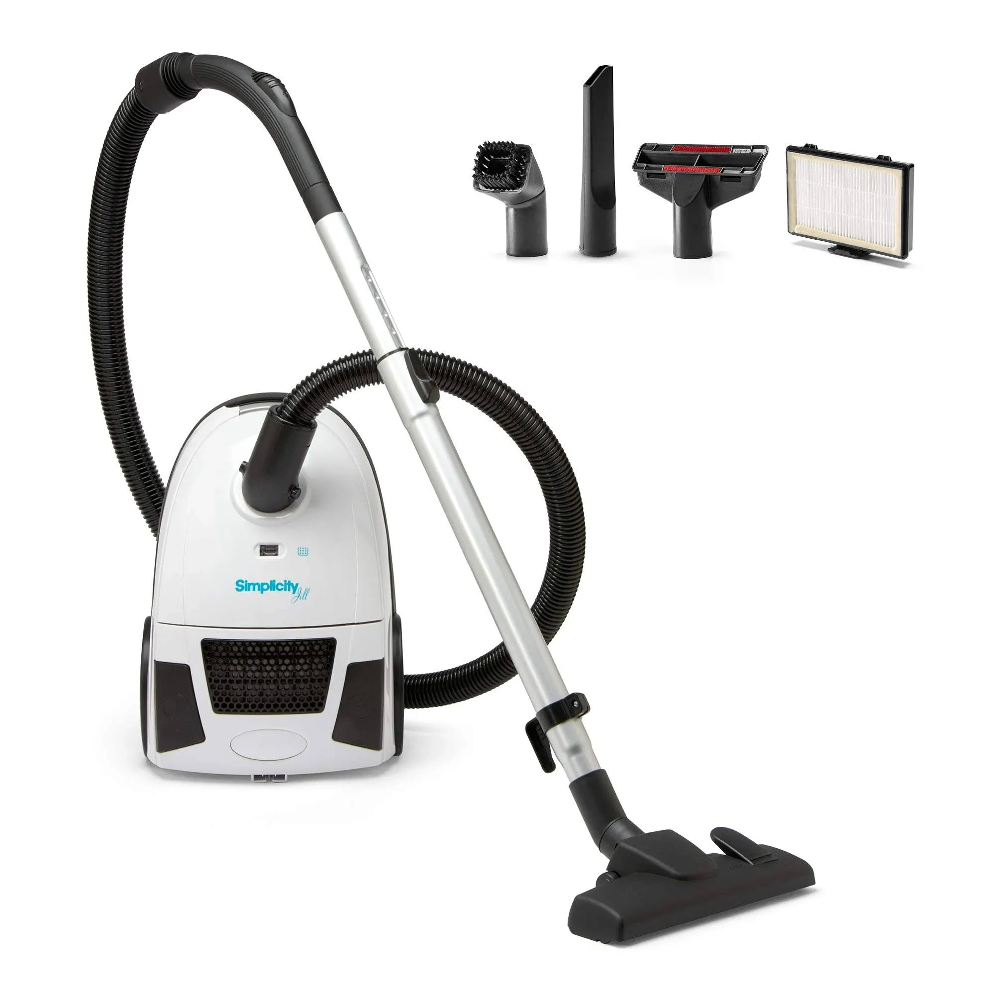 Simplicity Brio Dry Canister Vacuum, Indoor Heavy Duty Vacuum Cleaner with Stainless Steel, Portable Floor Vacuum for Hardwood and Tile, Rugs and More