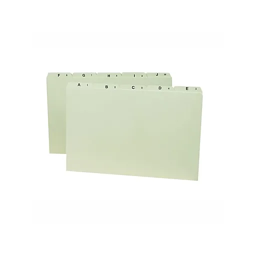 Smead 1/5 Tab Cut Legal Recycled Top Tab File Folder - 8 1/2" x 14" - Top Tab Location - Assorted Position Tab Position - Pressboard - Green - 100% Recycled - 25 / Set